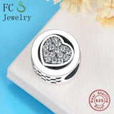 925 Silver Heart Zircon Bead for Charm Bracelet