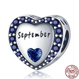 Heart Shape Beads for 3mm Bracelet&Bangle: Silver Navy September