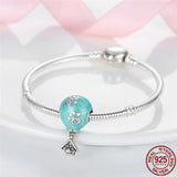 Silver Green Hot Air Balloon Charms Beads for Bracelet Gift