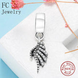 925 Silver Angel Wing Feather Charm Bracelet Bead Berloque