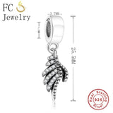 925 Silver Angel Wing Feather Charm Bracelet Bead Berloque