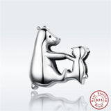 Europe Bracelet 925 Sterling Silver Mom&Baby Polar Bear Beas S925 Playing