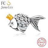 925 Silver Animal Crown Fish Beads DIY Berloque