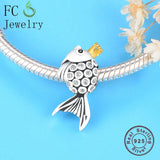 925 Silver Animal Crown Fish Beads DIY Berloque