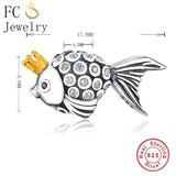 925 Silver Animal Crown Fish Beads DIY Berloque