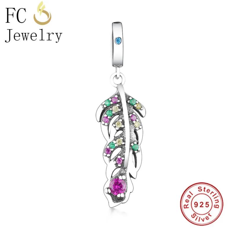 925 Silver Peacock Feather Charm Bracelet Bead