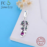 925 Silver Peacock Feather Charm Bracelet Bead