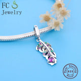 925 Silver Peacock Feather Charm Bracelet Bead