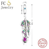 925 Silver Peacock Feather Charm Bracelet Bead