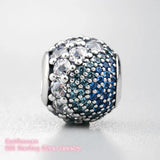 925 Silver Ribbon Heart Charm with CZ Pave Dangle