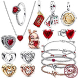925 Silver Red Bag Pendant Lovely Rabbit Bracelet DIY Charm Jewelry