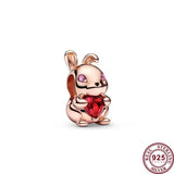925 Silver Red Bag Pendant Lovely Rabbit Bracelet DIY Charm Jewelry