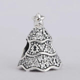 925 Sterling Silver Christmas Tree Charms with Clear CZ DIY Jewelry