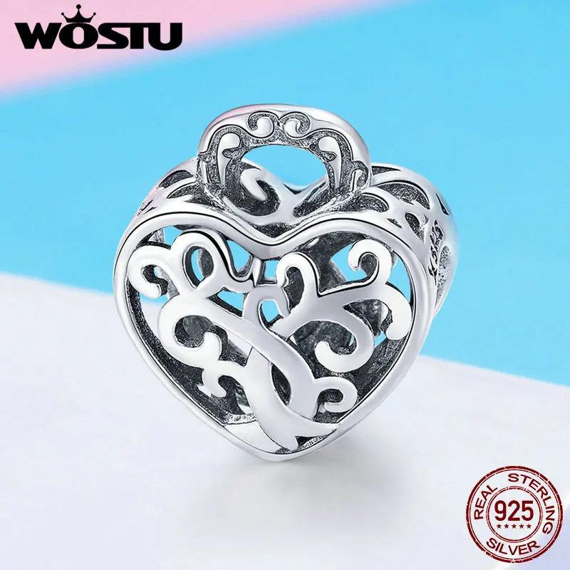 925 Silver Heart Lock Tree Of Life Charm DIY Bracelet Jewelry Gift