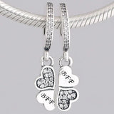 Crystal Heart Petals Pendant Beads for 925 Silver Charm Bracelet