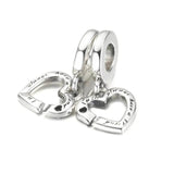 S925 Silver Bead Sister Heart Pendant Charm for Bracelet Bangle