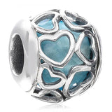 Multicolor Nature's Radiance Love Heart Bead 925 Silver Charm