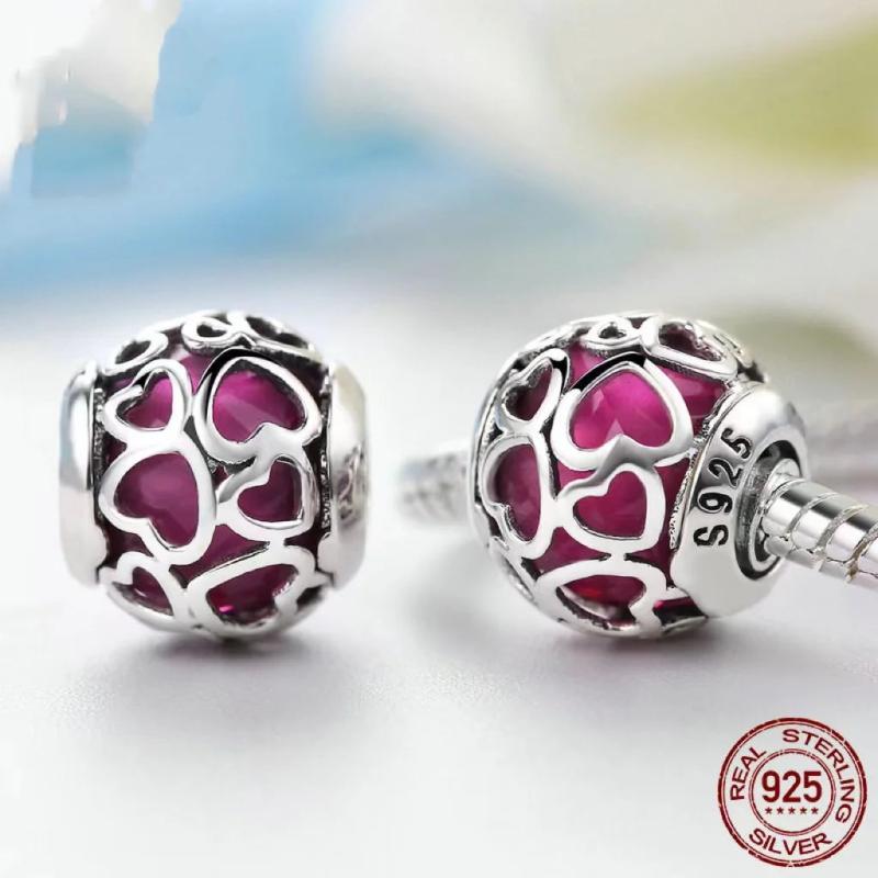 Cherry Pink Guanghua S925 Sterling Silver String with Silver Beads