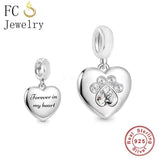 925 Silver Dog Paw Charms Bracelet Bead Memorial DIY