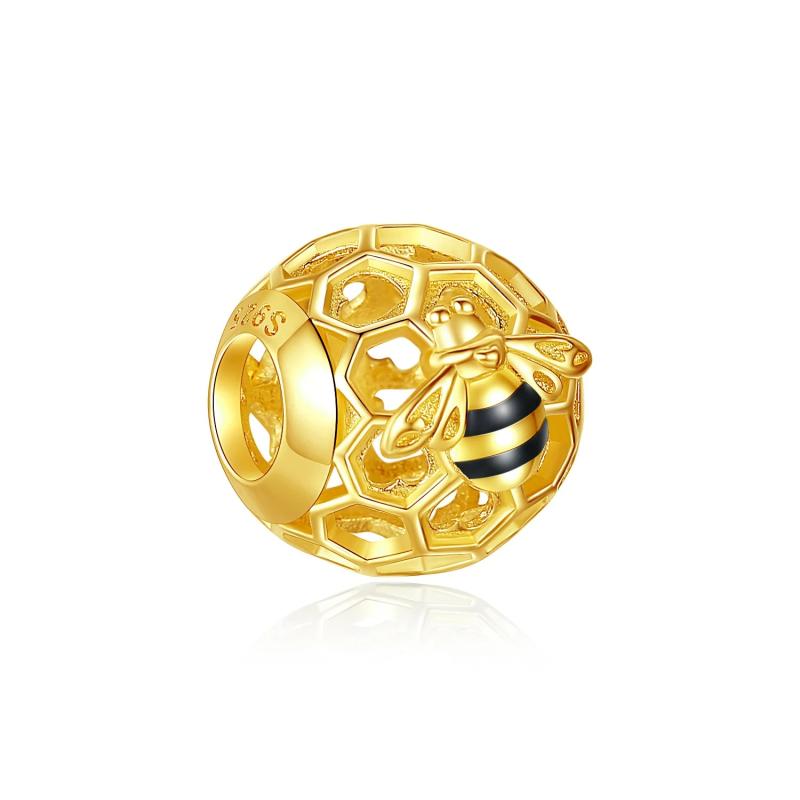 925 Sterling Silver Honeycomb Bee Bracelet Charm Silver Bead 4mm