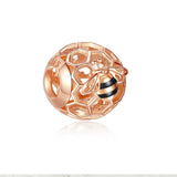 925 Sterling Silver Honeycomb Bee Bracelet Charm Silver Bead 4mm