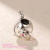 925 Sterling Silver Girl with Pigtails Charm Pink Enamel Fits Bracelets