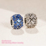 925 Silver Chiselled Elegance Charm, Clear CZ Beads for Bracelet DIY
