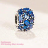 925 Silver Chiselled Elegance Charm, Clear CZ Beads for Bracelet DIY