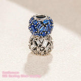 925 Silver Chiselled Elegance Charm, Clear CZ Beads for Bracelet DIY