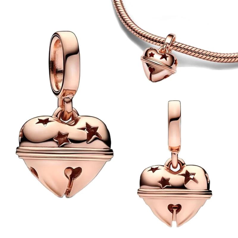 925 Silver Festive Bell Dangle Charm for Bracelet Pendant Beads