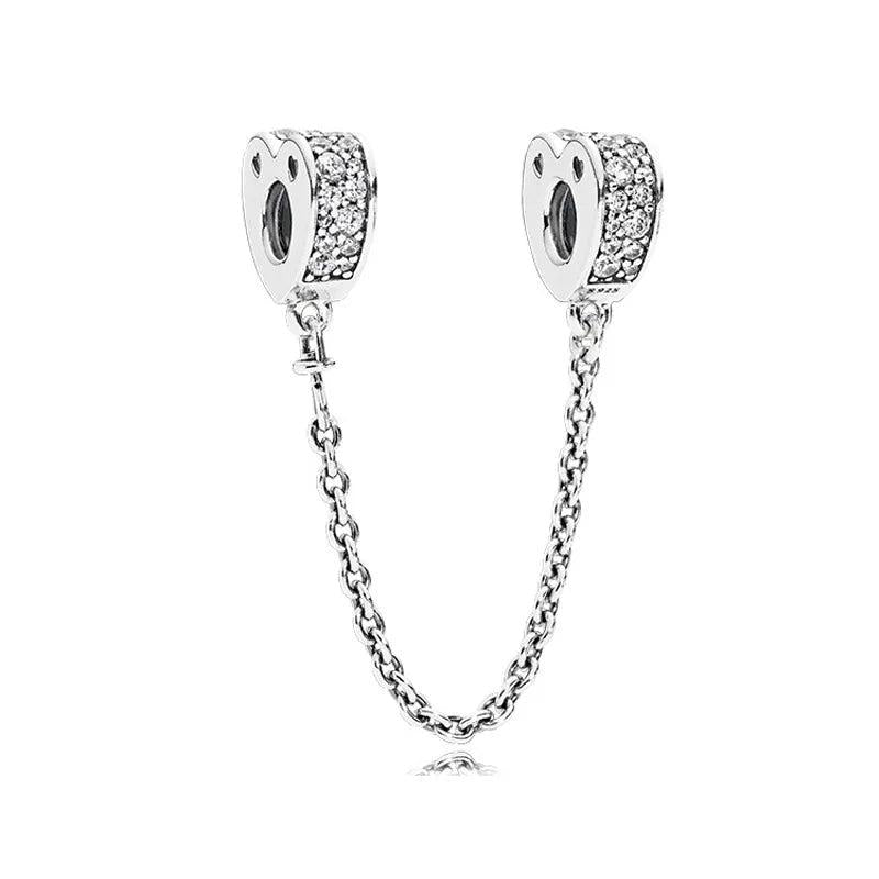 925 Rose Sparkling Safety Chain for Bracelet DIY Gift