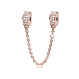 925 Rose Sparkling Safety Chain for Bracelet DIY Gift