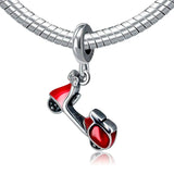 Sterling Silver Glazed Mini Motobike Pendant Bead Charm