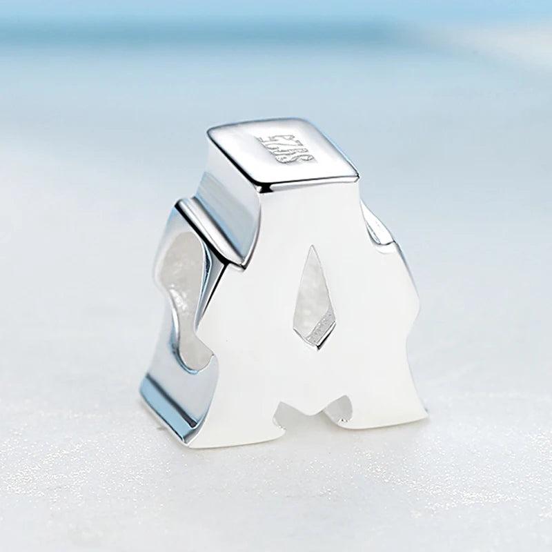 Sterling Silver Alphabet Charm Bead for Bracelets