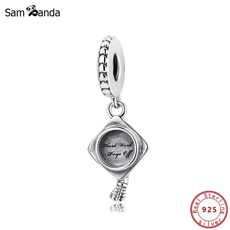 925 Silver Graduation Mortarboard Hat Charm for Bracelets