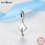925 Silver Graduation Mortarboard Hat Charm for Bracelets