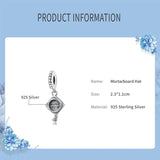 925 Silver Graduation Mortarboard Hat Charm for Bracelets