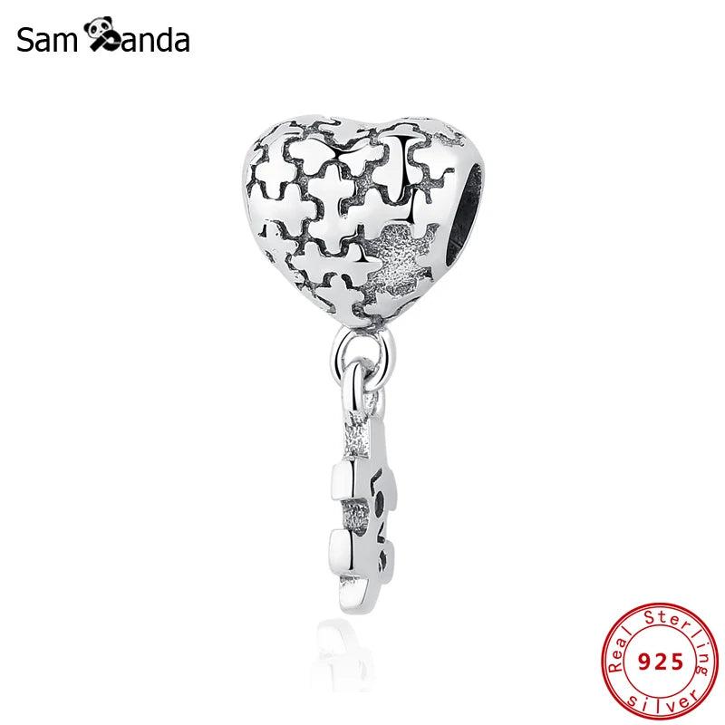 925 Sterling Silver Love Puzzle Pendant Charm for Bracelets Necklaces