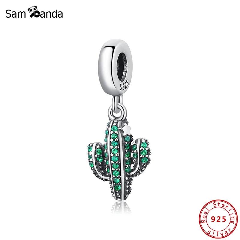 925 Silver Desert Cactus Charm Pendant for Bracelets DIY
