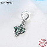 925 Silver Desert Cactus Charm Pendant for Bracelets DIY