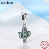 925 Silver Desert Cactus Charm Pendant for Bracelets DIY