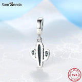 925 Silver Desert Cactus Charm Pendant for Bracelets DIY