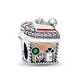 925 Silver Gingerbread House Charm for Bracelet Pendant