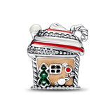925 Silver Gingerbread House Charm for Bracelet Pendant