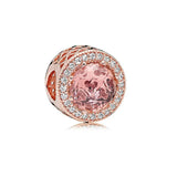 925 Silver Rose Charm Zircon Beads Fit 925 Bracelets DIY Woman Jewelry