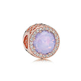 925 Silver Rose Charm Zircon Beads Fit 925 Bracelets DIY Woman Jewelry
