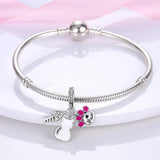 925 Silver Fish Cat Claw Beads 3mm Bracelet Bangle Jewelry