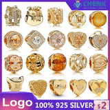 Golden Radiant Heart Charm for Bracelet Making