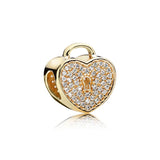 Golden Radiant Heart Charm for Bracelet Making