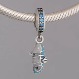 S925 Silver Tropical Seahorse Pendant Charm Enamel